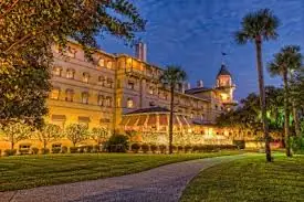 The Jekyll Island Club lit up at dusk